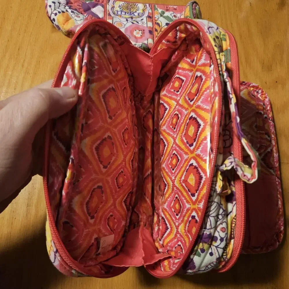 Vera Bradley Floral Quilted‎ Cosmetic Case & Pouch Set Pink Orange Travel